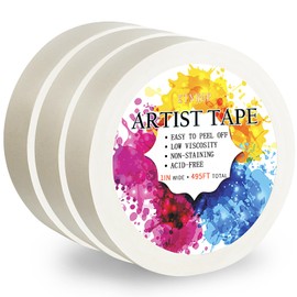 ETNRHP Artist Tape, 3 Packs White 1 inch for Watercolor Paper, Low Tack Masking Drafting Tape for Painting Canvas Framing, Acid-Free, 495 FT Long