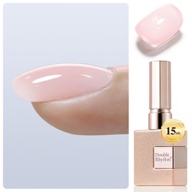 Double Rhythm Milky Pink Rubber Gel Nail Polish 15ml Nail Strengthener in a Bottle Nail Extension Hard Gel Soak Off Long Lasting Gel (Light Pink 8 in 1-4)