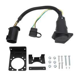 6‑24V 7 Pin to 7 and 4 Pin Trailer Adapter Coiled Trailer Wiring Plug Harness Connector with Mounting Bracket for Trailer RV Caravan