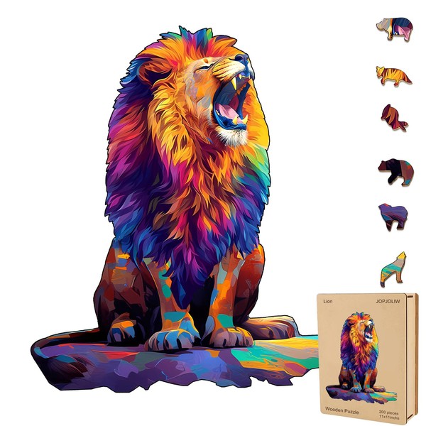 Lion Wooden Puzzles for Adults, Jigsaw Puzzle 200 Pieces, Unique