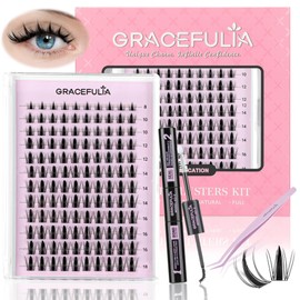 GRACEFULIA Manga Lash Clusters KIT 120PCS Anime and Doll Eye Eyelash Clusters, Spiky Natural Styles, DIY Extensions, Lightweight, Reusable 8 10 12 14 16 18mm