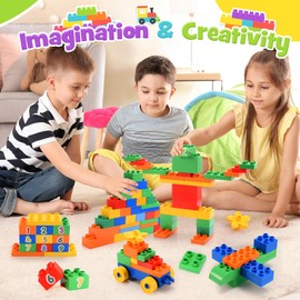 iKidiki Duplo from 2 3 4 5 6 Years, Large Building Blocks Set, Children's Toy from 3-6 Years, Boys, Girls, Duplo Bricks, Educational Toy with Box, Gift for Children