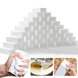 Magic Sponge Eraser, paquete de 50 almohadillas para orejas de limpieza de espuma de melamina, esponjas multifuncionales de limpieza para el hogar, para platos, cocina, estufa, tina, fregadero