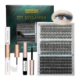 Cluster Lashes Kit 320 PCS Individual Eyelashes 30D+40D+60D Eyelash Clusters Fluffy Lashes 11-20mm Eyelash Extension Kit Natural Lash Clusters Lash Clusters with Bond and Glue at Home-30D+40D+60D