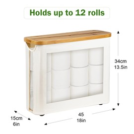 Toilet Paper Storage Basket, Bamboo Toilet Paper Storage Organizer Holds 12 Rolls, Freestanding Toilet Paper Holder Bin for Bathroom, Bathroom Accessories Organizer