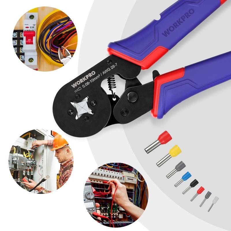 WORKPRO Ferrule Crimping Tool Kit, AWG 28-7 Self-adjustable Ratchet Wire