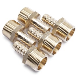 LTWFITTING No Lead Brass Barbed Fitting Coupler/Connector 1/2" Hose Barb x 3/4" Male NPT Fuel Gas Water (Pack of 5)