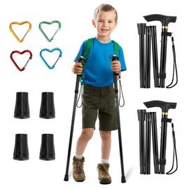 Elfzone Trekking Poles - Hiking Poles for Kids,Telescopic, Collapsible, Ultralight for Hiking (Black)
