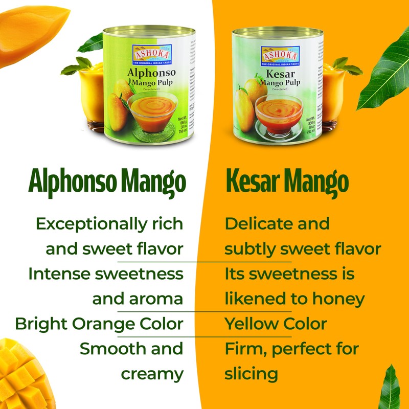 Ashoka Canned Mango Pulp, Premium Alphonso Mango Extract - Sweetened,