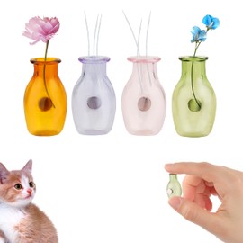 4 Pcs Cat Whisker Holder Magnets for Fridge, Mini Glass Vase Fridge Magnets for Flowers Plant, Elegant Memorial Gift for Dog Or Cat