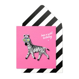 Tache Central 23 x Pink Birthday Card Zebra “Have a Wild Birthday” – Funny & Sassy Greeting Card for Women Teens Girls Friends – Blank Inside – Includes Fun Envelope