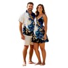 DRESSFO Couple Matching Hawaiian Outfits Abstract Print Sleeveless V Neck