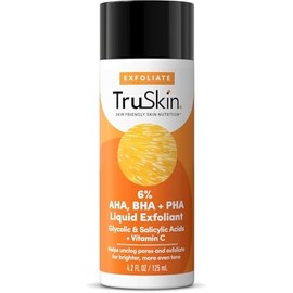 TruSkin BHA Liquid Exfoliant & Toner – PHA AHA BHA Gentle Exfoliator with Salicylic & Glycolic Acid, Vitamin C – Improve Appearance of Tone & Texture, Unclog & Minimize Look of Pores, 4.2 fl oz