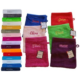 Classic Face Cloth Embroidered with Name (16 Colours to Choose From) (Wash Mitt 16 x 21 cm)