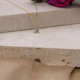 Carissima Gold Damen Diamantschliff Panzerkette 0.7mm mit Rund Cubic Zirkonia Anhänger 9k(375) 6mm Gelbgold 46cm/18zoll