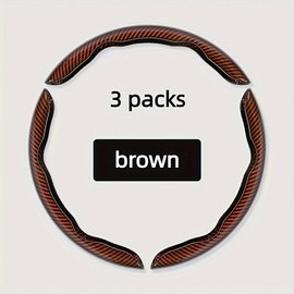 Car Steering Wheel Cover, Non-slip Design Steering Wheel Protector, Universal Car Steering Wheel Cover for 15 Inch, Decor Gadgets, Car Accessories, Men Gifts, Car Essentials:_3 counts/set - Brown_one-size