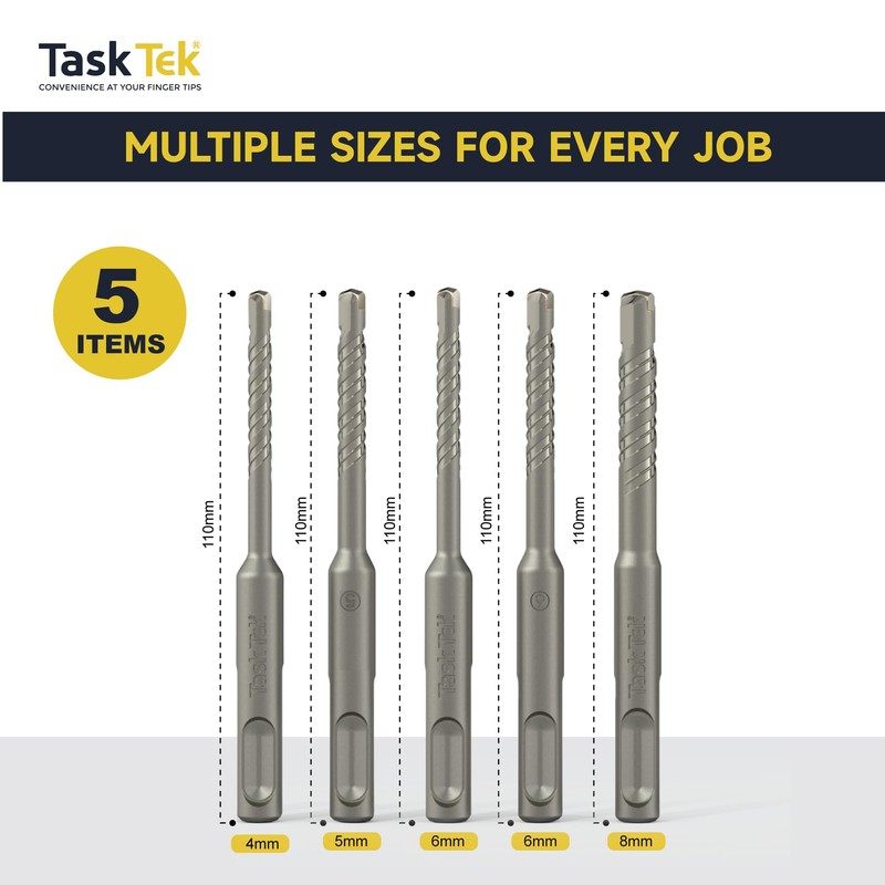 TASKTEK SDS Plus Hammer Drill Bits Set – Pack of