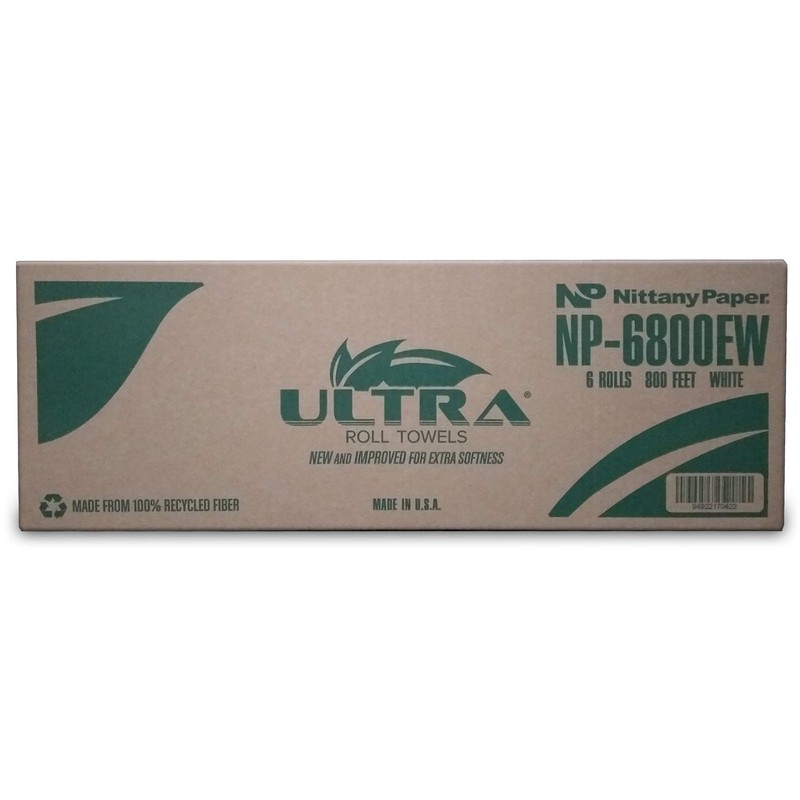 Ultra White Roll Towels - 6 Rolls • 800ft Per