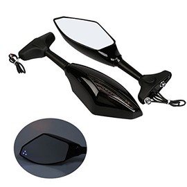 XMT-MOTO Rear View Side Mirrors LED Turn Signal Univeral fit for all Street Bikes(including Honda, Kawasaki, Suzuki, Yamaha ,Ducati, Triumph)