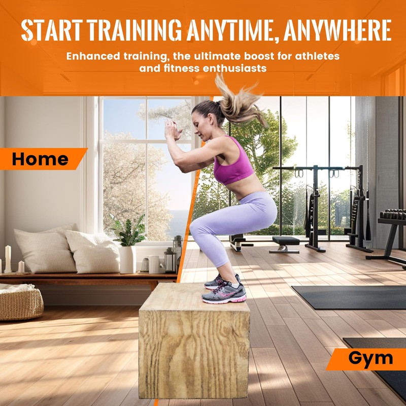 CAELUM 3-in-1 Wooden Plyo Box – Non-Slip Jump Box for