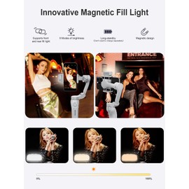 KOSCHEAL Estabilizador 3 Ejes para Celular, Estabilizador de Cardán Portátil y Plegable, Ideal para Vlogging, Youtube, TikTok y Vlog Live para Android y iOS
