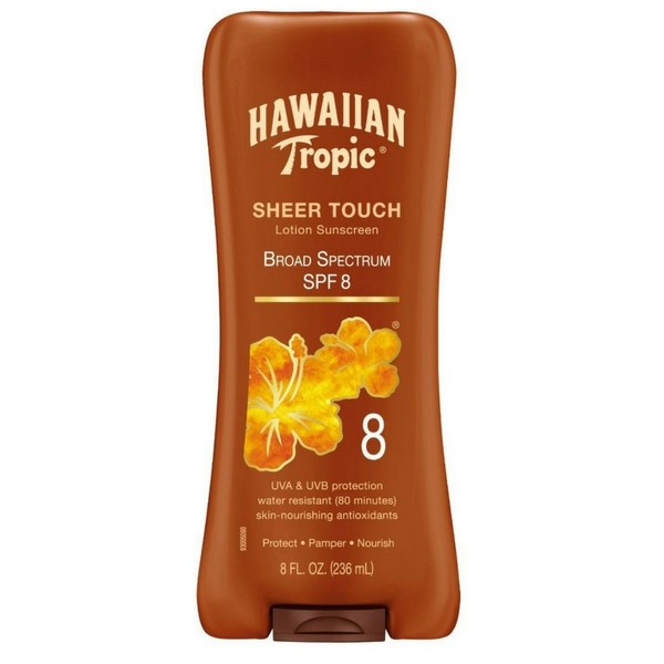 Hawaiian Tropic Sheer Touch Lotion Sunscreen, SPF 8 8 oz (Pack of 3)