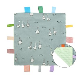 AmazingM Baby Tags Security Blanket, Sensory Soothing Taggies Blanket for 3-12 Months Boys and Girls (Duck)