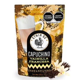 Café Capuchino Instantáneo - Sabor Vainilla Francesa | 500gr | Balance en Dulzor y Café | Libre de gluten | Certificación Kosher | Capuccino Espumoso y Cremoso | 100% Mexicano | ETNIA 52