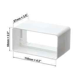 110x55mm Duct Connector - Straight Joint - Rectangular Flat PVC Ducting