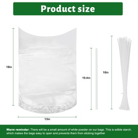 Poultry Shrink Bags, (50Pcs 13x18’’) chicken bags + 50 Heat-Resistant Zip Ties + a Silicone Straw., For Chickens, Rabbits and other meats, lock in freshness, nutrition, and extend storage time.