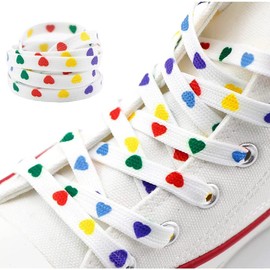 JIHUOO 2 Pairs 120 cm Colourful Heart Shoelaces Shoe Laces Shoe Straps Shoe Laces for Trainers Sports Shoes Trainers