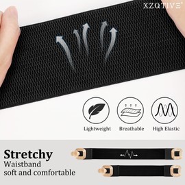 XZQTIVE Women Wide Elastic Belts for Dress Fashion Stretchy Waist Belts for Ladies with Gold Buckle, Black (Gold Buckle), Fit Waist 27-31in