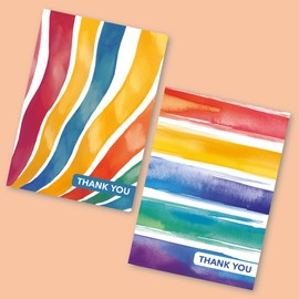 Thank You Cards Multipack of 12. Each Greeting Cards Multipack includes 6 Colourful Designs. Blank Inside. Eco friendly Thank You Cards and Envelopes.