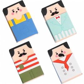 JUJUGO Eraser, Set of 4, Elementary School Students, Stationery, Eraser, Uncle Bald Eraser, Cute Pencil Eraser, Keepsake