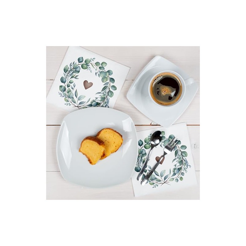 HEKU 100 napkins, 3-ply, 33 x 33 cm, eucalyptus heart,