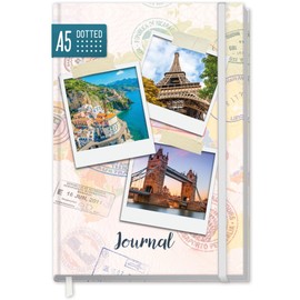 Häfft paper&you® Bullet Journal dotted A5 mit Gummiband Travel Memories 156 Seiten, Reise-Journal, Notizbuch gepunktet, Reisetagebuch - nachhaltig & klimafreundlich