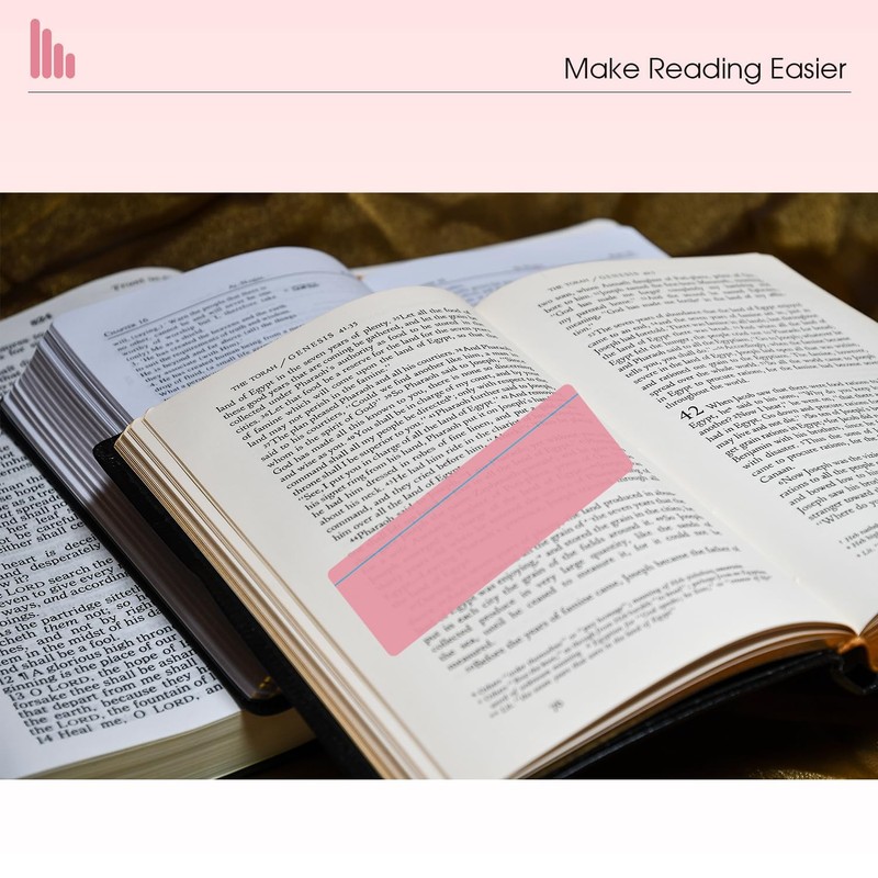 Guided Reading Highlight Strips,10 Pack Pink Overlays with Line, Bookmark