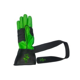 EPT Bull Ropes Premium Reinforced Bull Riding Glove w Strap - Adult & Youth Outer Seam Right or Left Hand Black & Green Calf Skin Sizes: 5.0-10.5 (7.5 Left Hand)