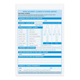 A5 school accident report book, duplicate with 50 reports