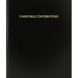 BookFactory Charitable Contributions Log Book/Journal/Logbook - 120 Page, 8.5"x11", Black Hardbound (XLog-120-7CS-A-L-Black(Charitable Contributions Log Book))