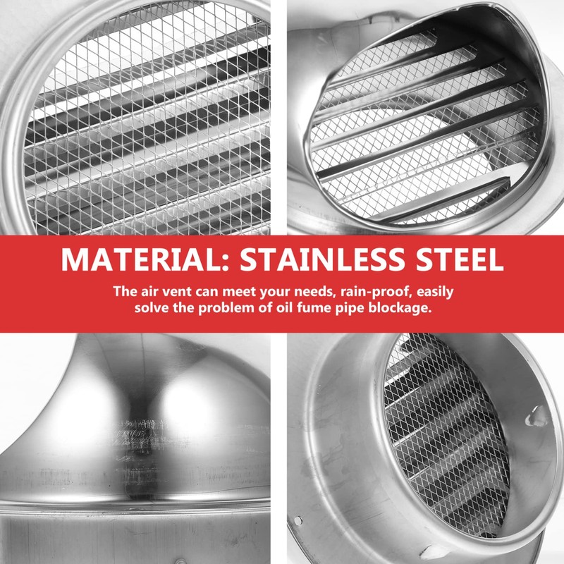 TEHAUX Extractor Cover Stainless Steel Round Design Windproof Soffit Vent