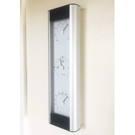 Hokco Weather Station Barometer Thermometer Hygrometer Aluminum Silver