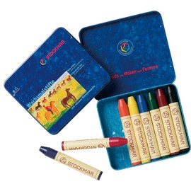 Stockmar シュトックマー Beeswax Stick Crayons 8 Colors, Case ST31002 Basic Colors 【Japan Regular Product】