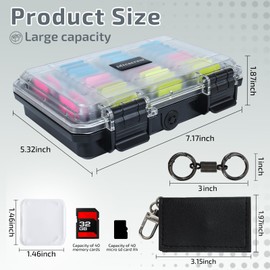 Micscrew 36 Slots Memory Card Case & 36 Transparent Card Cases & 60 Visual Sticky Notes, Water-Resistant Anti-Shock Anti-Dust SD Card Holder Storage,SD Card Case for Camera Memory Card（Clear Plastic）