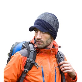 YOYEAH - Gorro de esquí para hombre al aire libre con visera, Azul, 56-59cm