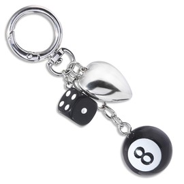 AUNVITO 8 Ball Dice Charm Keychain - Cute Bag Purse Handbag Accessories - Y2K Aesthetic Key Chain for Women Men (8 ball with heart)