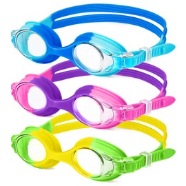 NSSIW Goggles Kids Swim Swimming-Goggles-for-Kids: Anti Fog Kids Goggles with No Leak and UV400 3 Pack Age 6-16