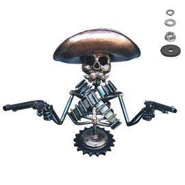 Rneswi Hood Ornament Cowboy Skull Gunslinger Car Hood Ornaments Car Truck Hood Ornament Metal Skull