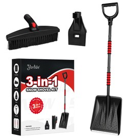 YARDWE 3- in- 1 Snow Shovel Kit with D- Grip Handle| 47 Snow Shovel with Ice Scraper and Snow Brush, Collapsible Snow Sand Mud Removal Tool for Garden, Camping, Car, and Other Outdoor Activities