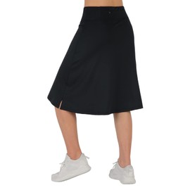 ANIVIVO Women's Skorts Knee Length, Modest Long Athletic Sports Casual Skirt with High Waisted Pockets(Black,M)